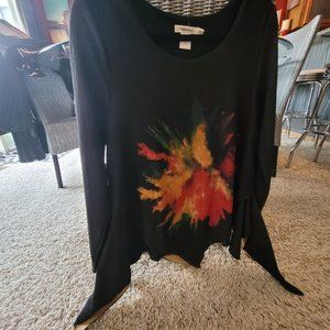 FERATELLI ~ Colorful Artsy Long Sleeve Tunic Top ~ SIZE S ~ Watercolor Design